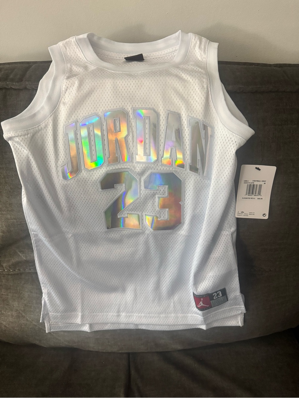 Jordan White Kids' Holographic Mesh Tank Top - 23